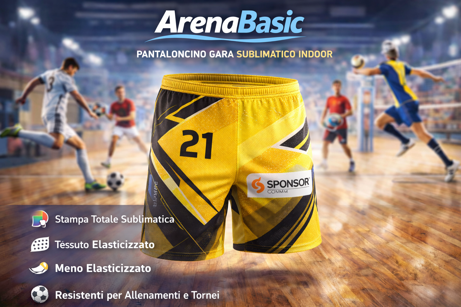 ArenaBasic – Pantaloncino Gara Sublimatico Indoor