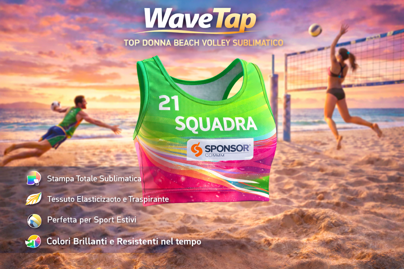 WaveTop – Top Donna Beach Volley Sublimatico